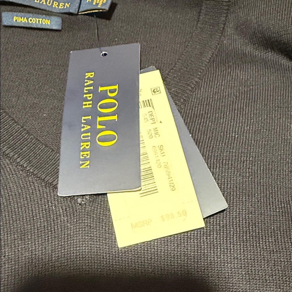 Polo by Ralph Lauren Men's Dark Blue V Neck Sweater - Picture 3 of 6